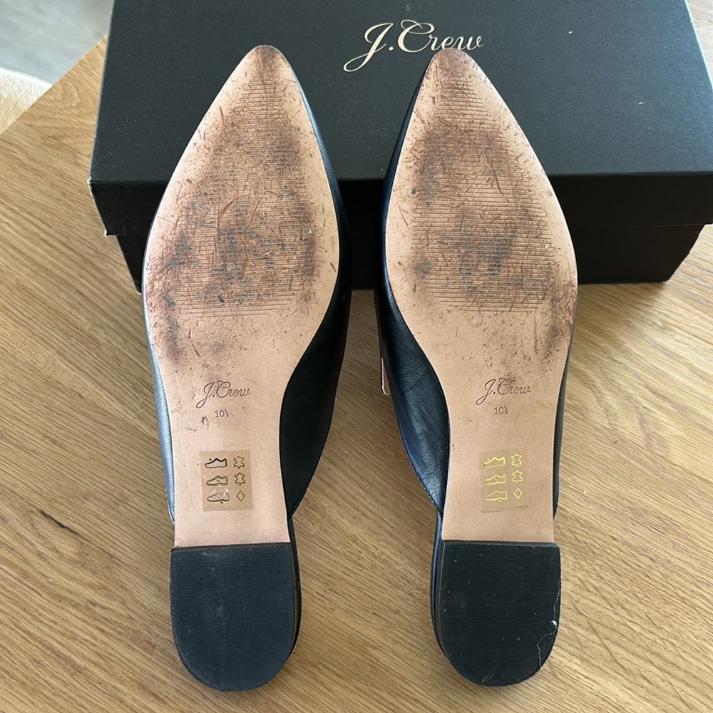 J. Crew Pointed-Toe Slides Or Mules In Leather, B… - image 3